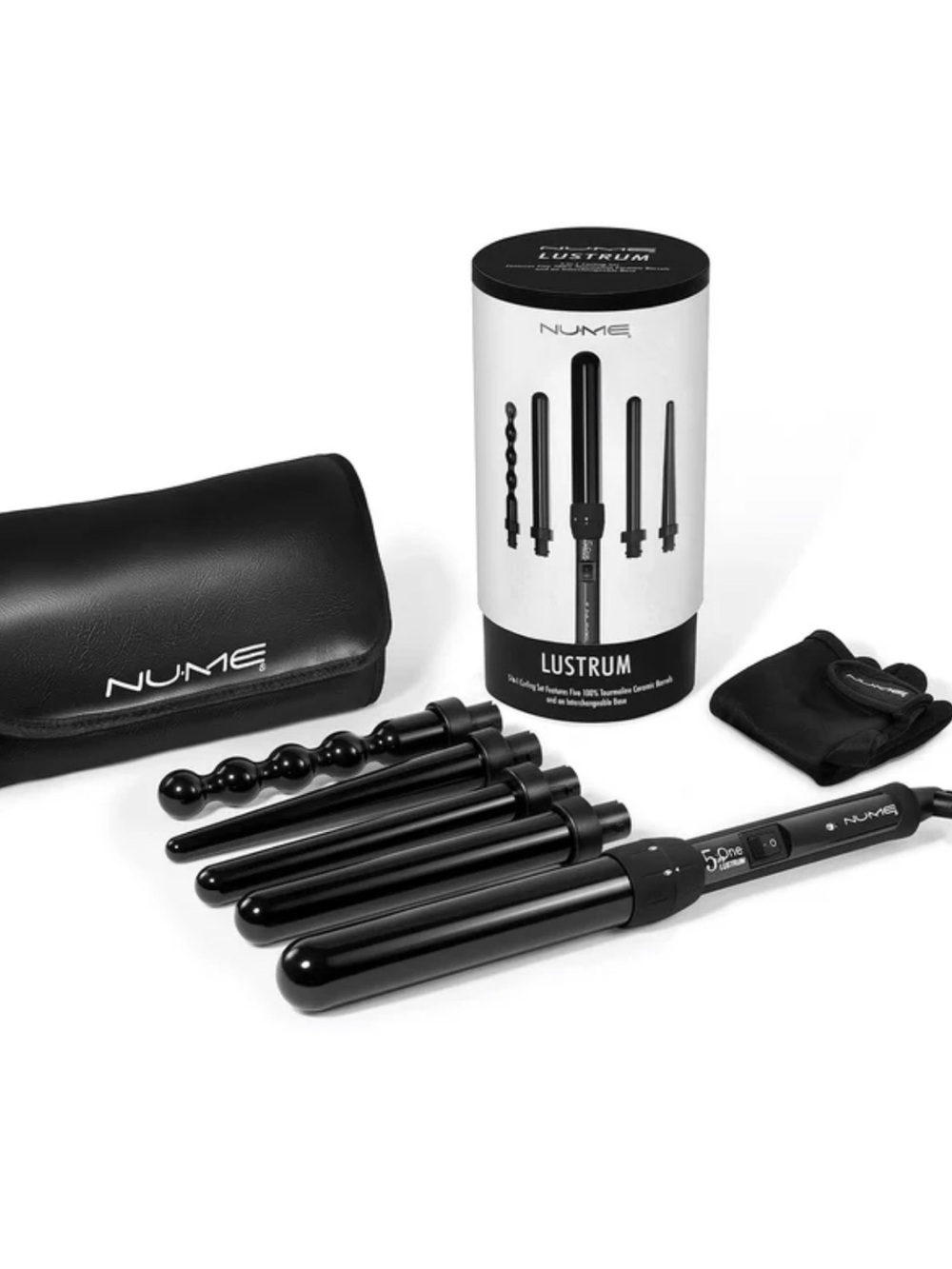 NWT NuMe Lustrum 5-in-1 Interchangeable Curling Wand Set - Black
